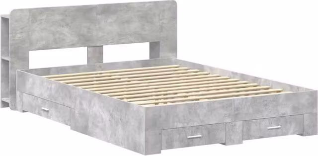 Letto matrimoniale | Letto per adulti | Telaio del letto con storage Grigio Cemento 150 x 200 cm