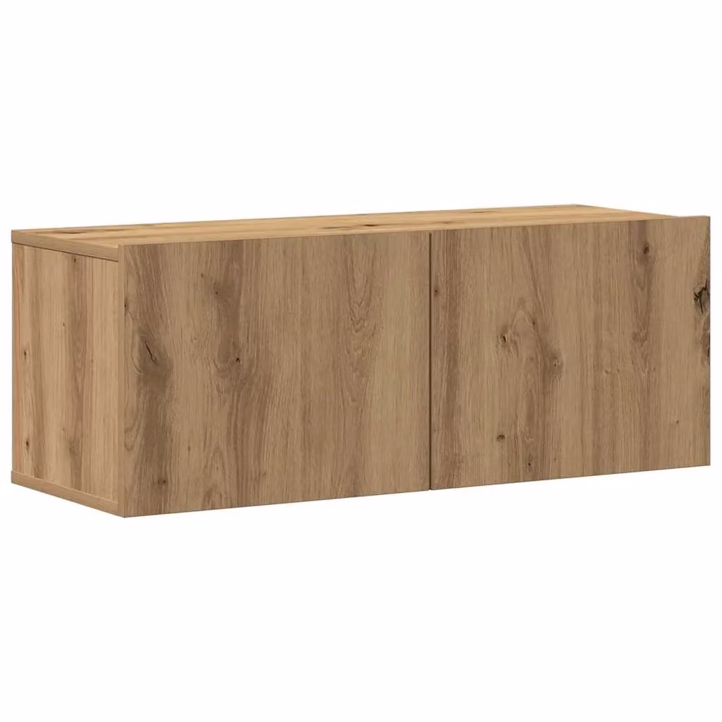 Set di 4 mobili porta TV da parete HELLOSHOP26 in legno di rovere color marrone, design minimalista, L 80 cm x P 30 cm x H 30 cm – 2