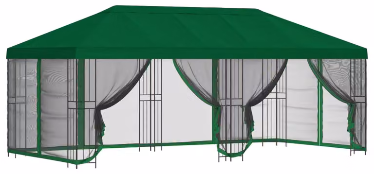 Gazebo con pareti laterali 6 x 3 m Verde Poliestere e Acciaio