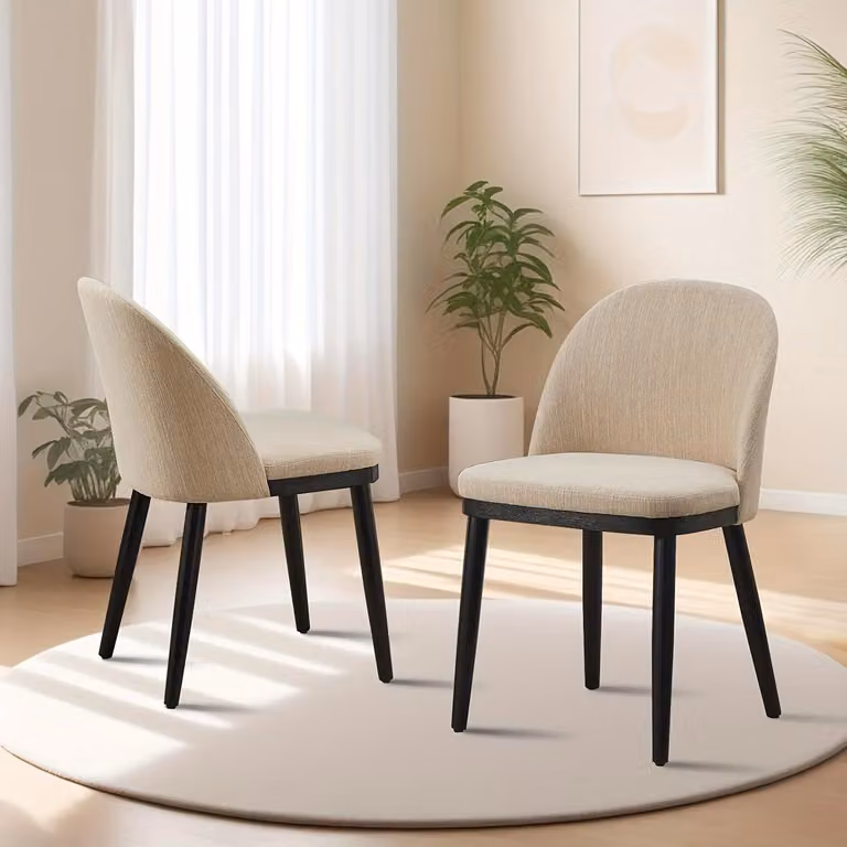 Sedie da pranzo - Set di 2 sedie moderne grigie con schienale curvo e gambe nere
