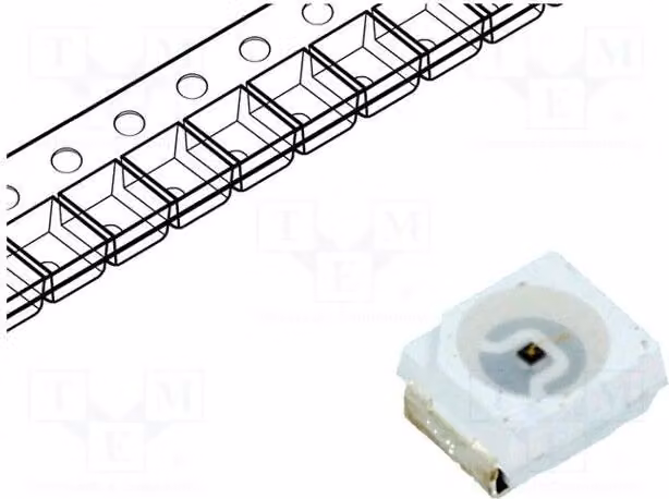 Trasmettitore a infrarossi; 3528, PLCC2; trasparente; 20mW; 120°; lunghezza d'onda massima: 940nm; componenti SMD OSI5LAS1C1A, LED a infrarossi