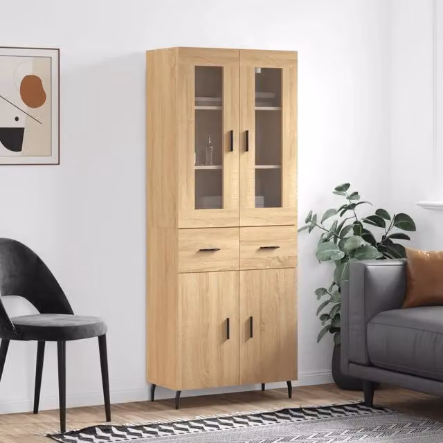 Credenza-Buffet-Armadio da cucina Rovere Sonoma 69,5x34x180 cm in Legno Multistrato 575645
