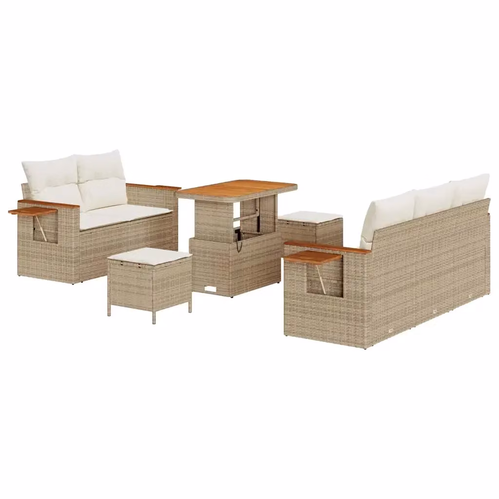 Set Divano da Giardino vidaXL 10 Pezzi Beige con Cuscini e Tavolino da Esterno – 2