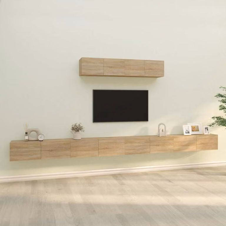 Set di Mobili Porta TV vidaXL 6 Pezzi in Legno Multistrato Rovere Sonoma Beige e Marrone