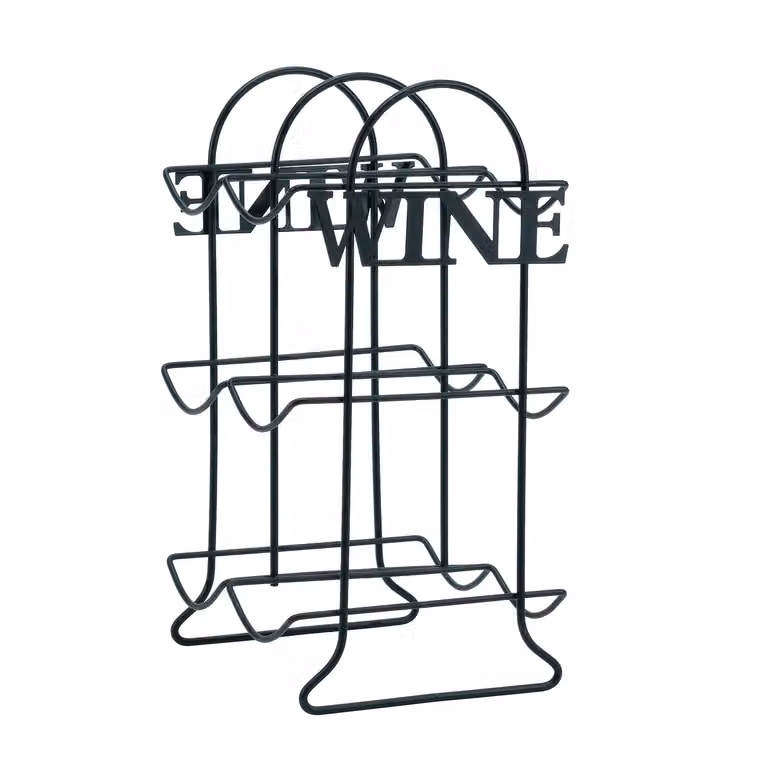 Cantinetta in metallo Gusto Casa per 6 bottiglie, Nero, H 34 x L 21 x P 17 cm