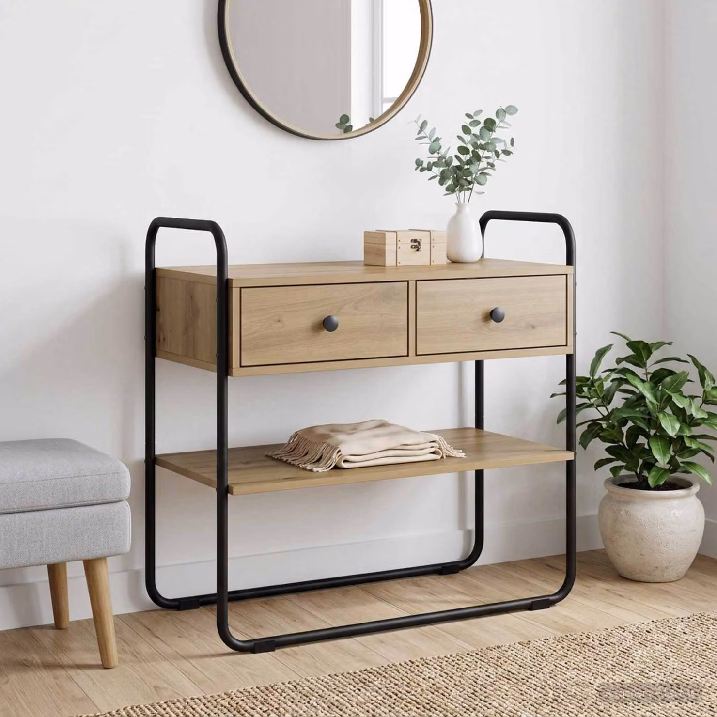 vidaXL Tavolo consolle moderno in rovere marrone L 100 cm, P 40 cm, H 75 cm