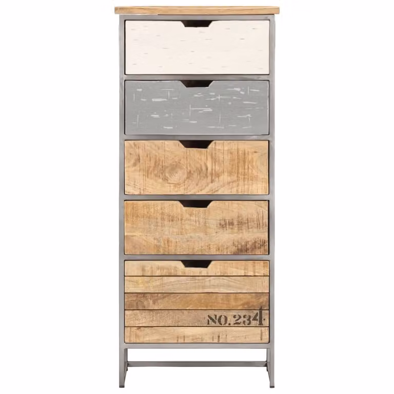 Cassettiera 45x30x105 cm in Legno Massello di Mango