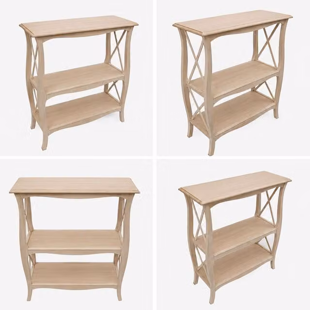 Libreria a giorno Mobili 2G con 3 ripiani in legno grezzo marrone L: 82 cm, P: 34 cm, H: 91 cm – 1
