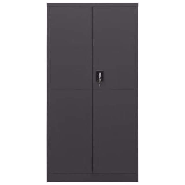 Armadio in acciaio con ripiani e serratura Design In, colore antracite opaco, L: 90 cm, P: 40 cm, H: 180 cm, modello CFW5130036