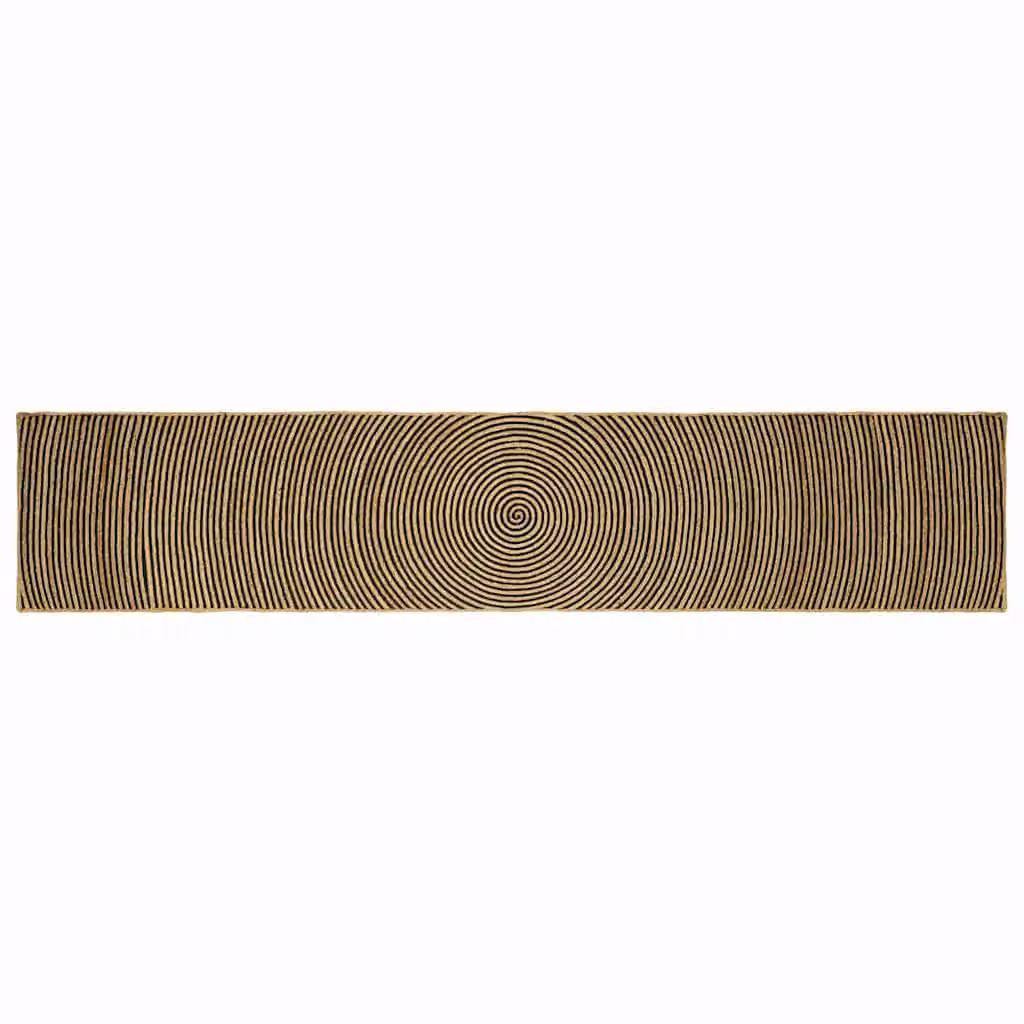 Tappeto da area moderno in juta vidaXL, lavabile, L: 400 cm, P: 80 cm, Colore: nero e beige