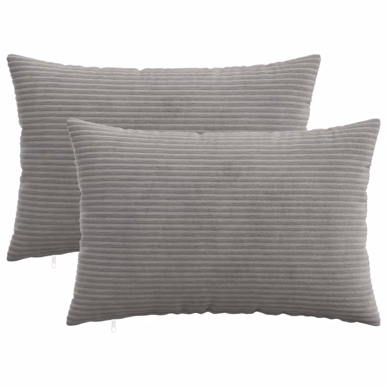 Set di 2 federe vidaXL HEERLEN in velluto a coste, Grigio Chiaro, 40 x 60 cm