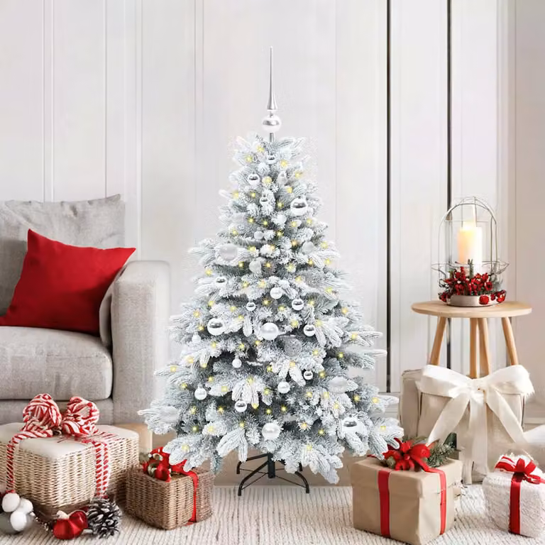 Albero di Natale artificiale bianco vidaXL con 150 LED luce bianca calda in PE e PVC, Altezza: 120 cm