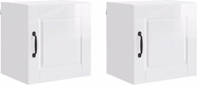 Set di 2 pensili da cucina moderni HELLOSHOP26 in legno composito bianco lucido L/P/H: 40 x 31 x 40 cm