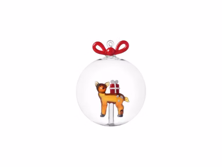 Woodland Tales Pallina di Natale - Renna con Regalo Rosso e Nastro