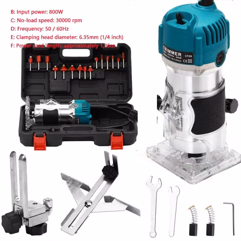 Fresatrice elettrica a colonna - Modello F, 800 W - Con mandrino per trapano - 30.000 giri/min - Mandrino autoserrante da 6,35 mm - Per lavorazione del legno - Fresatura e incisione