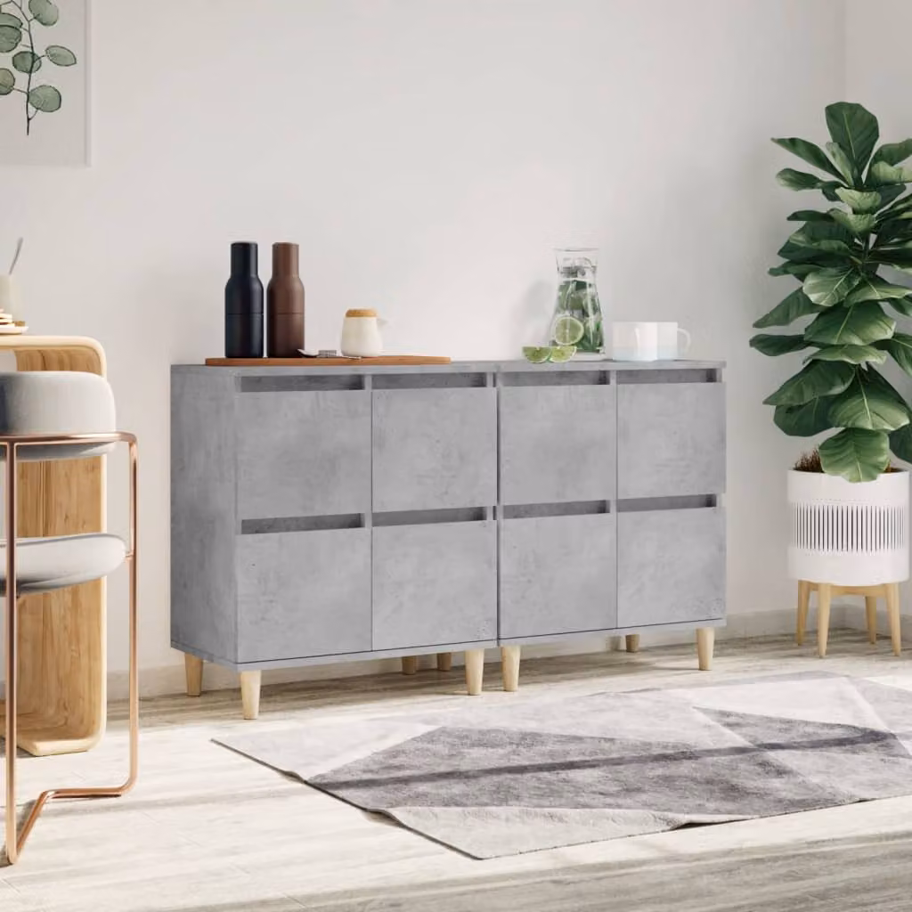 Set di 2 credenze vidaXL in legno multistrato e MDF, colore grigio, L 60 cm x P 35 cm x H 70 cm