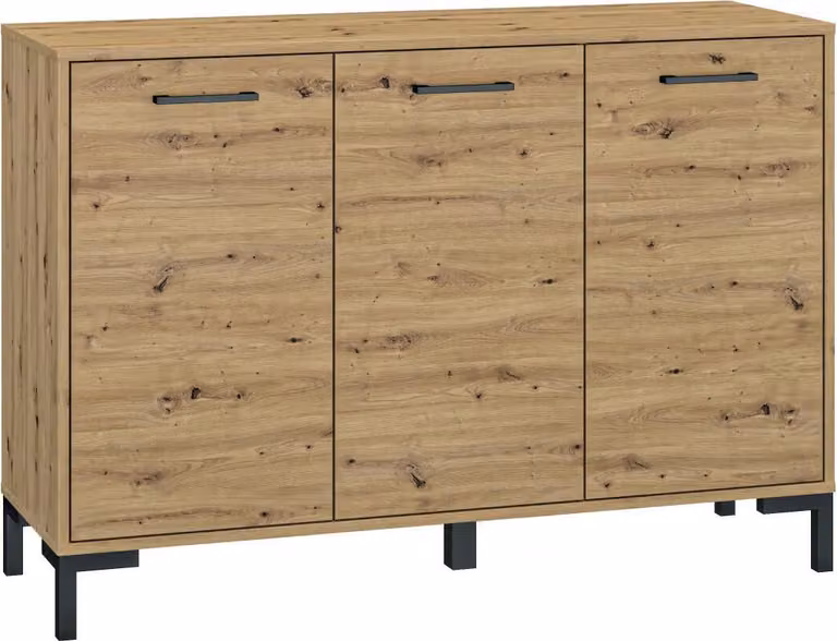 FURNLUX Credenza Nevio Rovere e Nero 120cm / Colore principale: Beige / Dimensioni: 120 x 83 x 40 cm