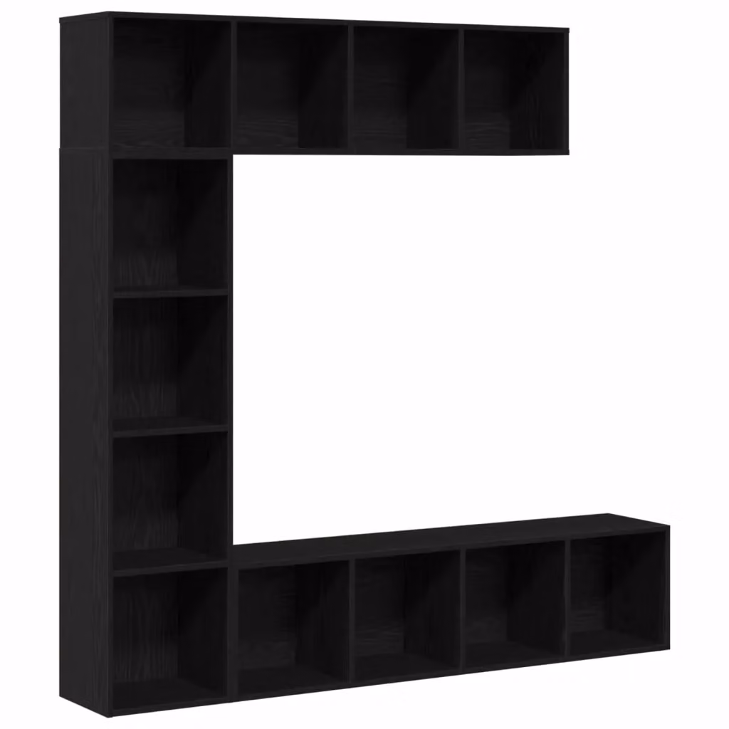 Set di 3 librerie moderne vidaXL in legno MDF nero opaco, L/P/H: 36 x 30 x 143 cm – 2