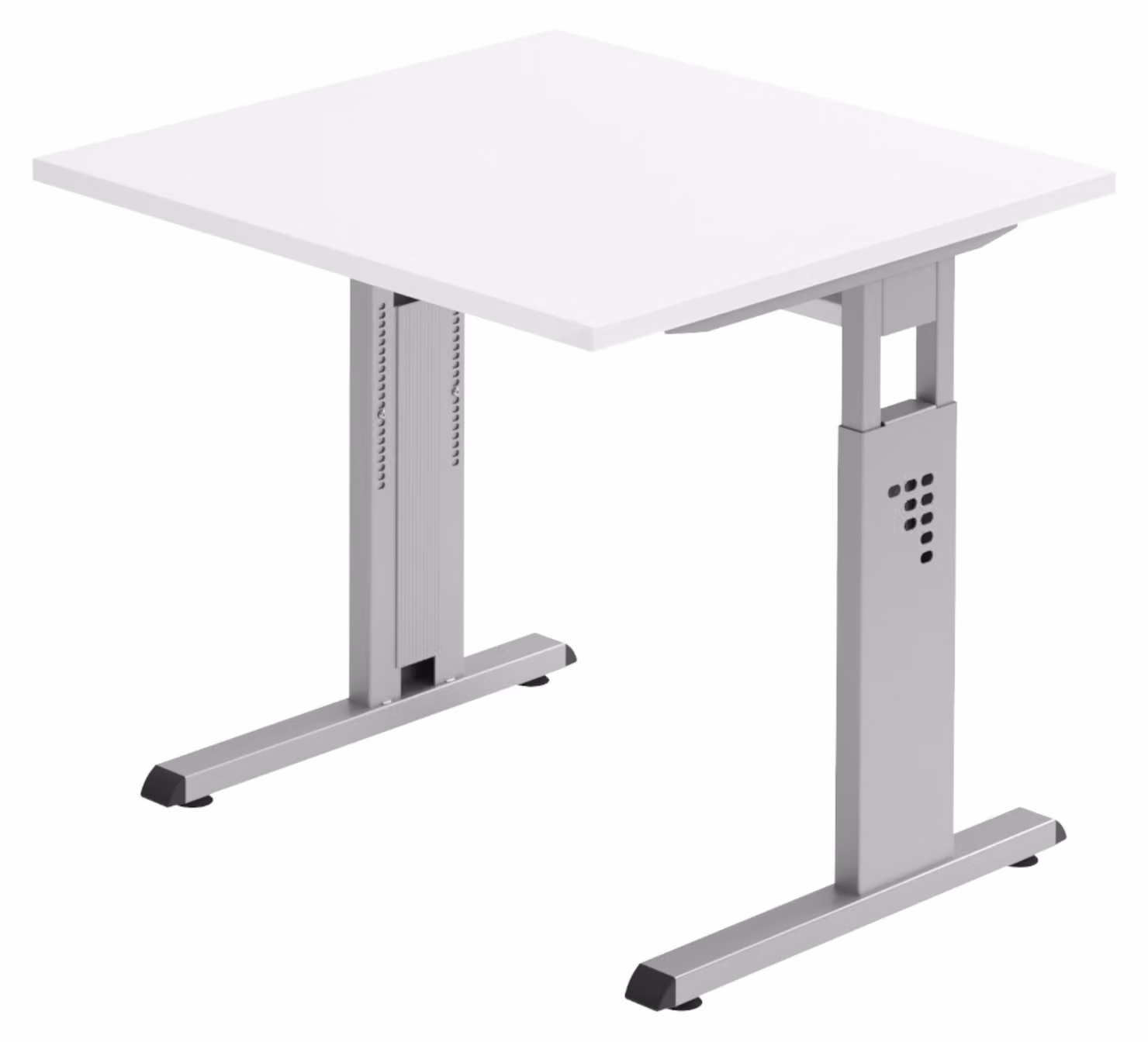 bümö Scrivania Serie-O - Decorazione: bianco, struttura: argento, dimensioni: 80 x 80 cm