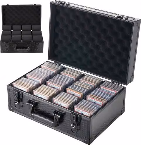 Valigetta VEVOR per collezione di carte graded con serratura, capacità 120 PSA o 435 Toploaders, in alluminio e MDF, colore nero