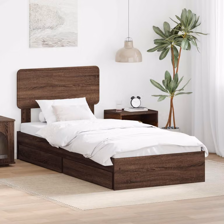 Letto con contenitore e cassetto vidaXL in legno Rovere Marrone L: 190 cm, P: 75 cm, H: 90 cm