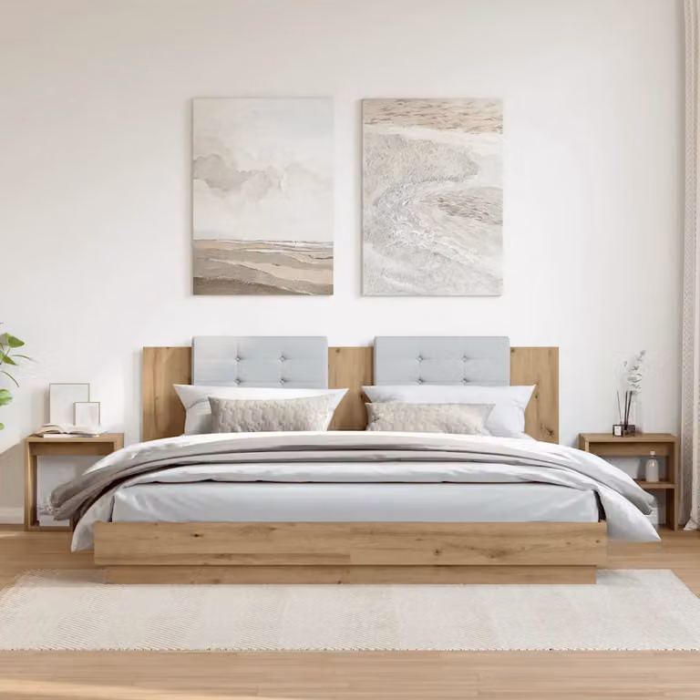 Set di 2 comodini vidaXL in stile moderno color rovere, realizzati in MDF, L/P/H: 40 x 30 x 40 cm