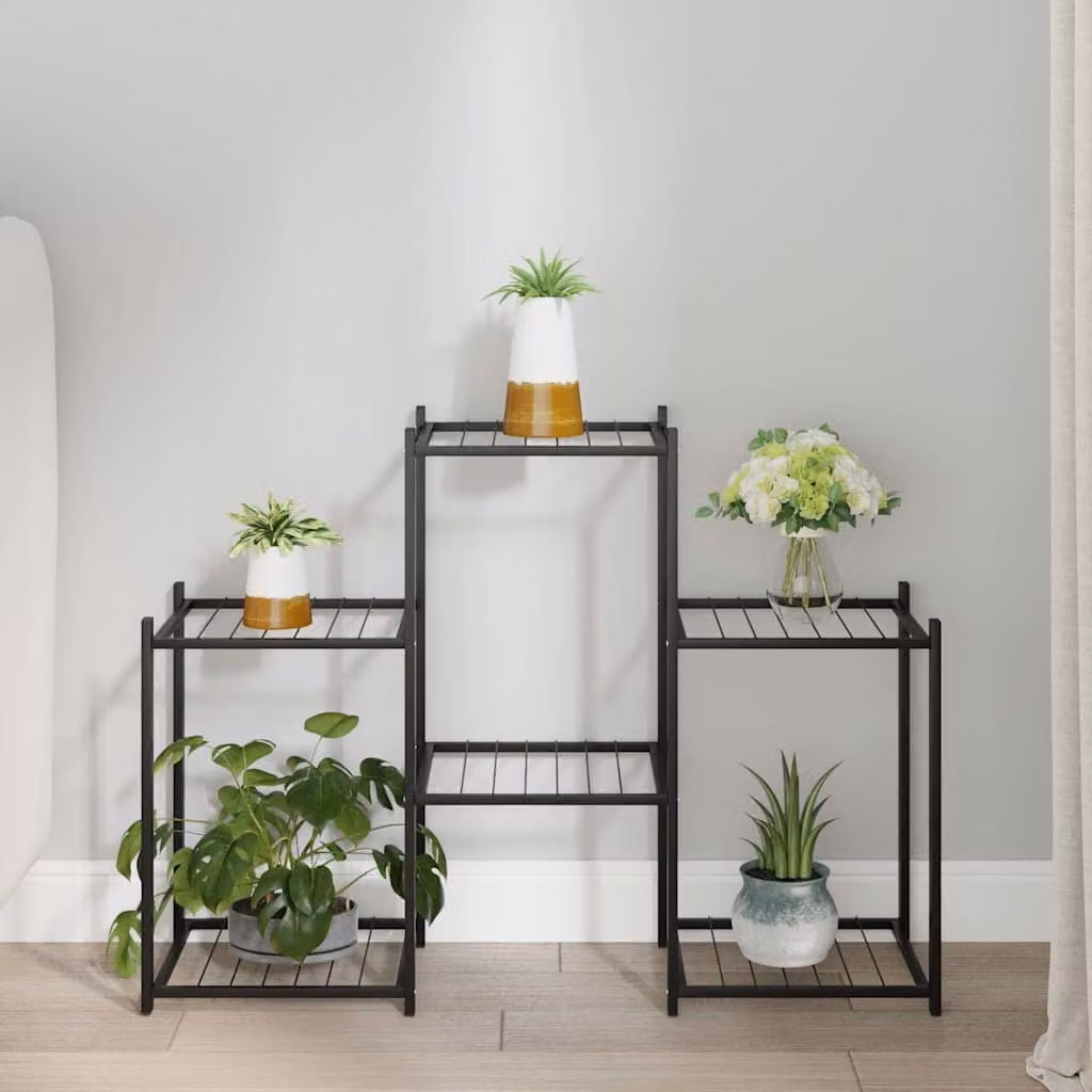 vidaXL Portafiori Moderno in Metallo Nero Opaco L: 83 cm, P: 25 cm, H: 60 cm