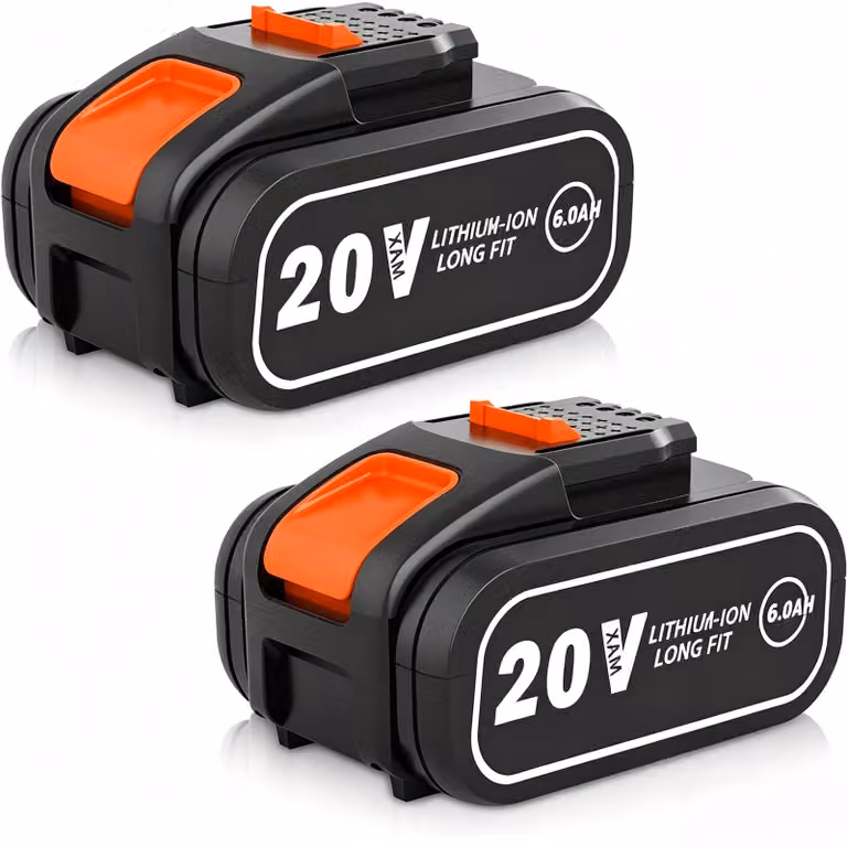 Confezione da 2 batterie di ricambio per utensili Worx 20V, 6,0 Ah, compatibili con WA3553, WA3551, WA3572, WX390, WX176, WX178, WU268, WX166.4, WX372