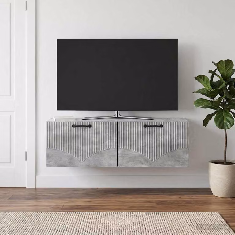 vidaXL Mobile Porta TV da Muro Moderno Grigio con Legno L 98 x P 31 x H 30 cm