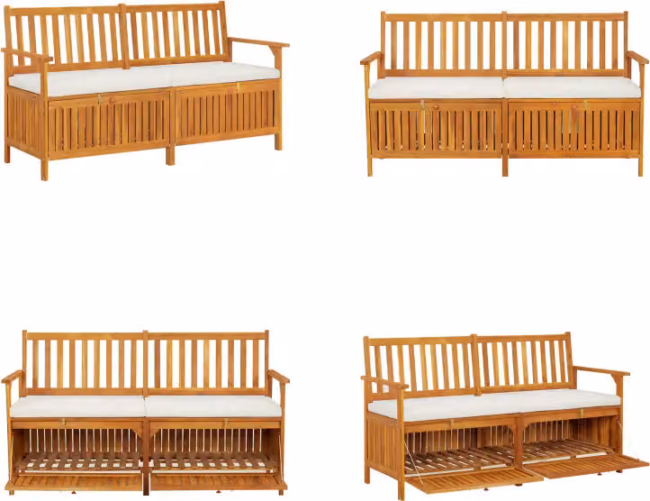 vidaXL Panca con cuscino 148 cm in legno massiccio di acacia - Panca - Panche - Panca di legno - Panca di legno massiccio