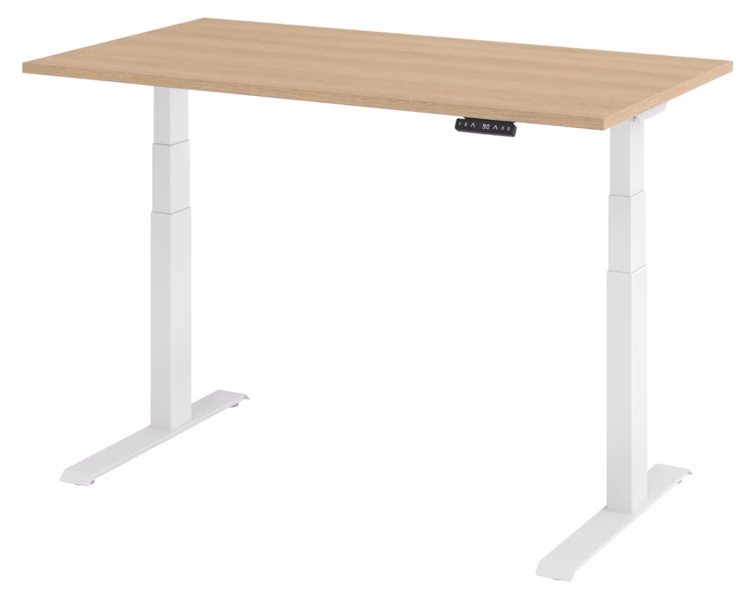 Scrivania elettrica bümö XDKB - Struttura: bianca, finitura: effetto legno di quercia, dimensioni: 140 x 80 cm