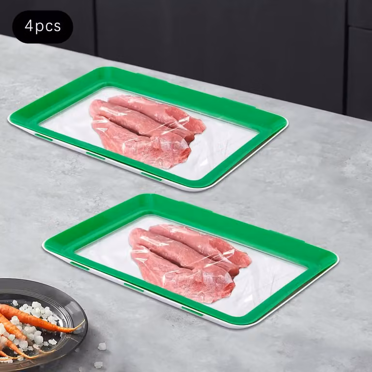 Contenitore per alimenti, design impilabile, set da 4 pezzi, colore verde