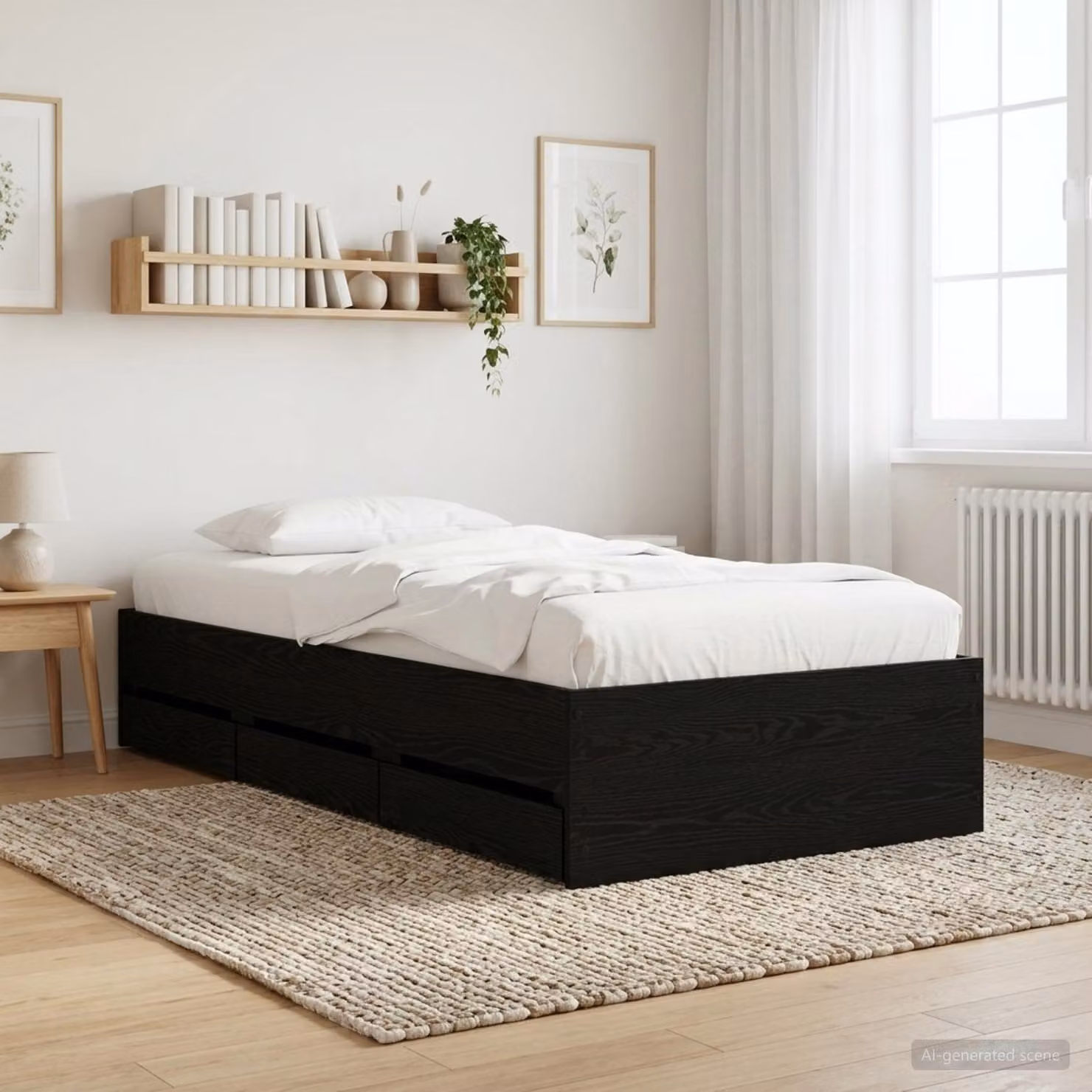 vidaXL Telaio del letto moderno con cassetti in legno ingegnerizzato nero