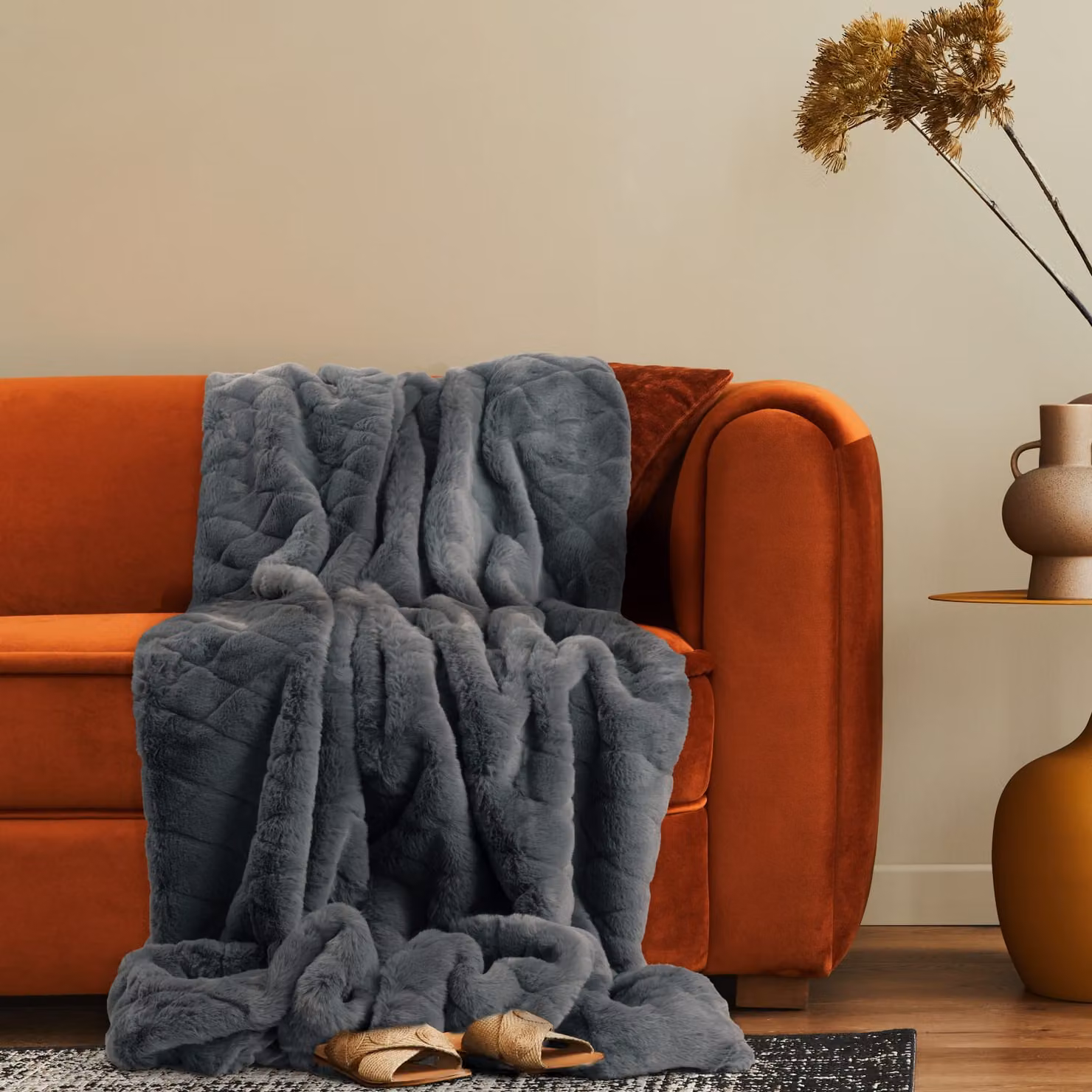 Coperta morbida Arnia antracite L: 150 cm, P: 200 cm – 3