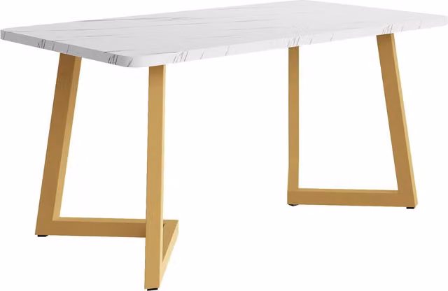 Tavolo da Cucina Moderno Aosom Italy con Effetto Marmo Bianco e Oro, L: 117 cm, P: 68 cm, H: 75 cm
