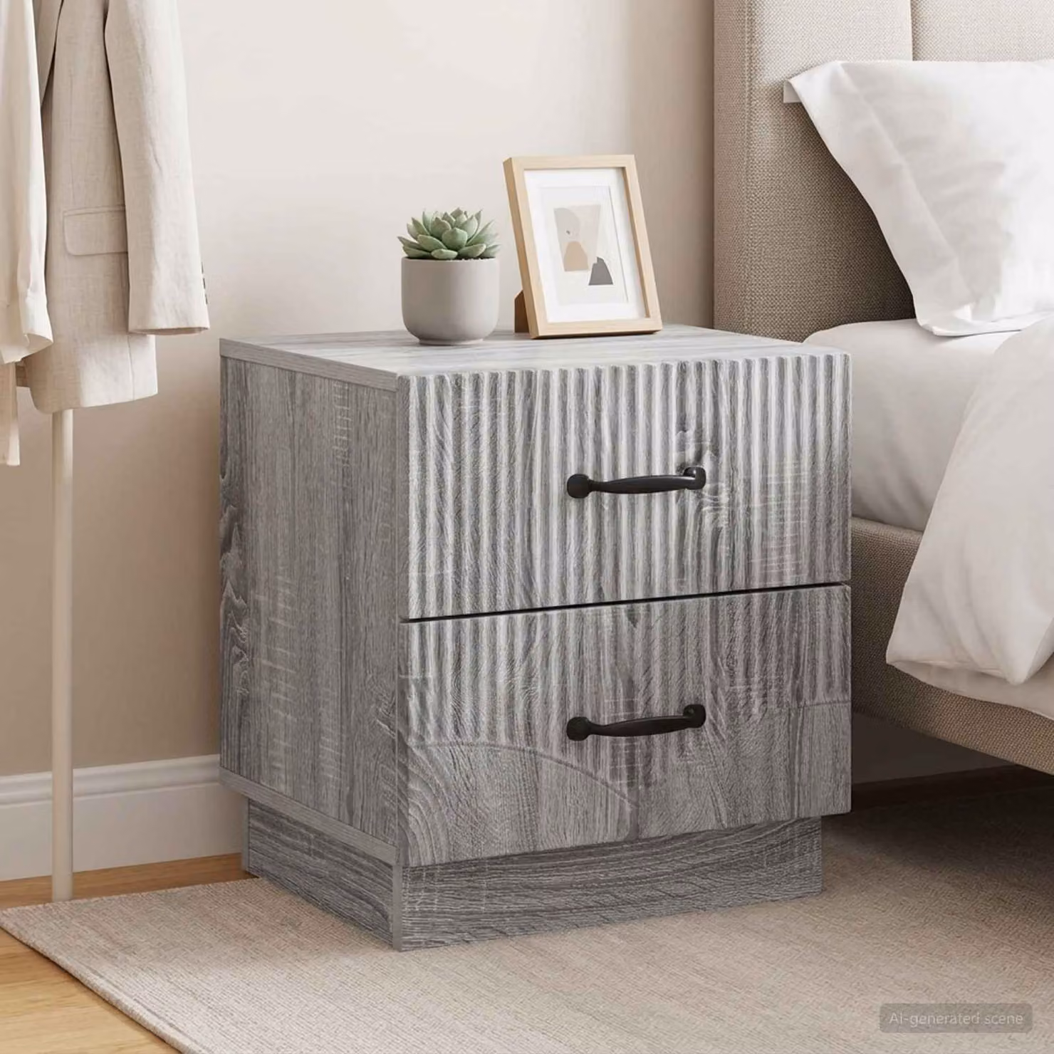 Set di 2 Armadi da Notte vidaXL in Grigio Sonoma, L 43 cm x P 34,5 cm x H 44,5 cm