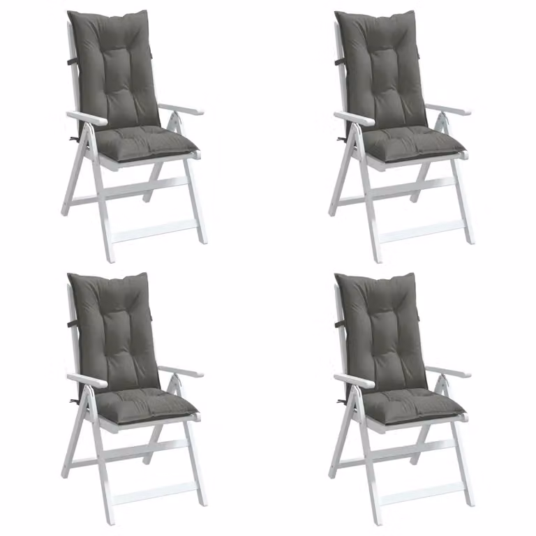 Set di 4 cuscini per sedia con schienale alto vidaXL in tessuto grigio mélange, L 120 x P 50 x H 7 cm