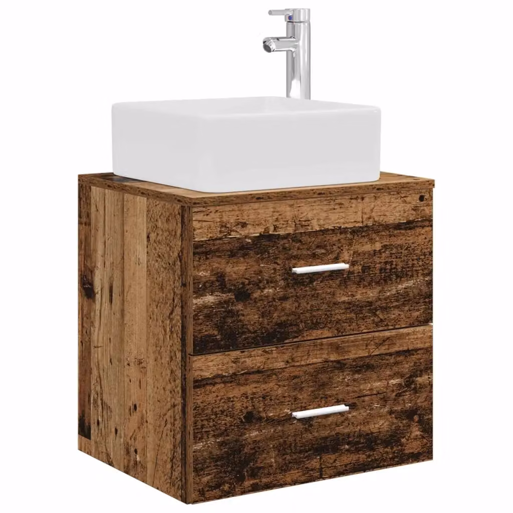 Mobile Lavabo da Parete vidaXL in Legno Antico Marrone L: 53 cm, P: 34,5 cm, H: 63 cm – 2