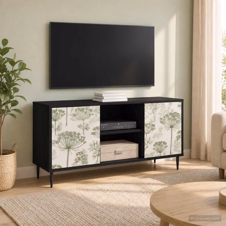 vidaXL Mobile TV GOTHA Carrello per TV moderno in Rovere Nero L: 102 cm, P: 33 cm, H: 51 cm