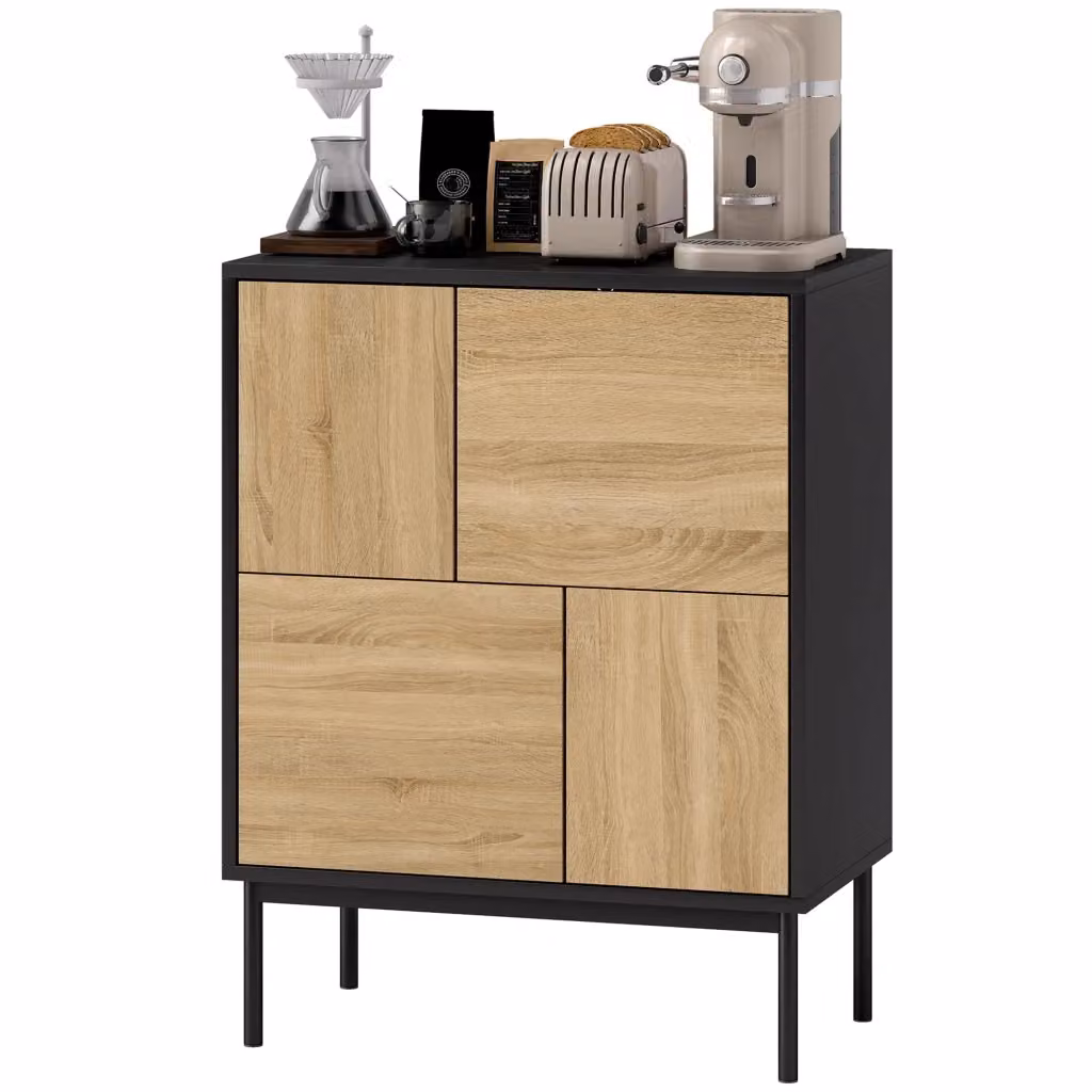 Credenza moderna XYLO con 4 ante a pressione in nero, L: 60 cm, P: 35 cm, H: 78 cm – 2