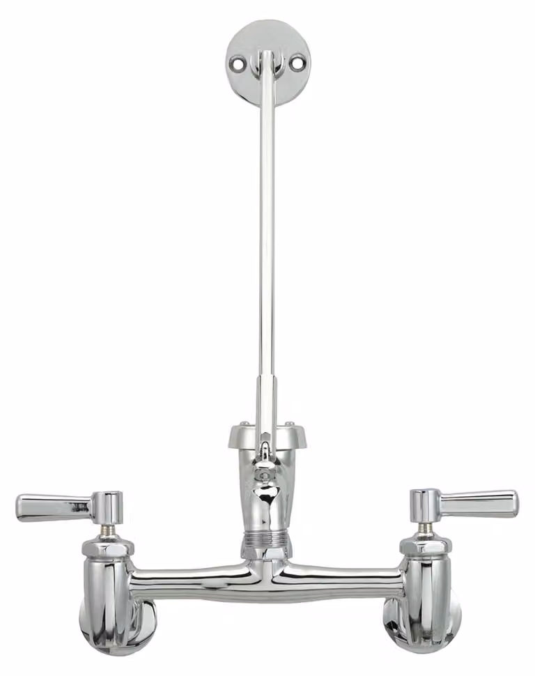 Rubinetto per lavabo a 2 fori, attacco 1/2" filettato, finitura cromata, corpo in ottone, montaggio a parete