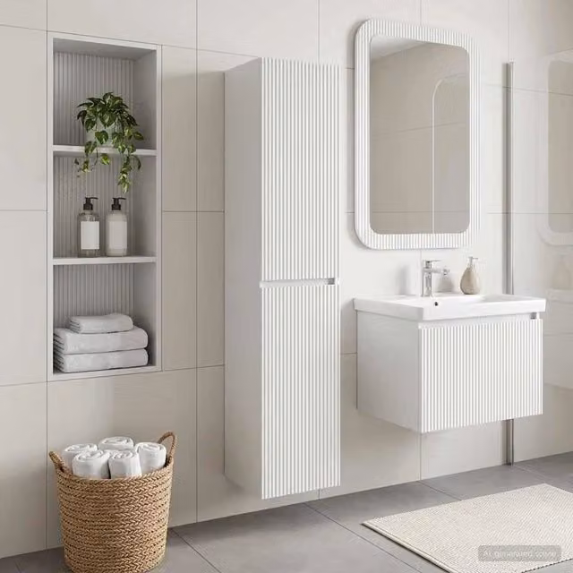 Mobiletto da Bagno a Muro Moderno vidaXL Bianco Opaco L/P/H: 33 x 34,5 x 160 cm