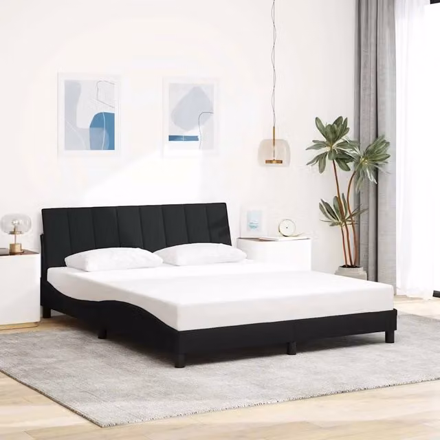 Giroletto senza Materasso-Struttura Letto Hanko Nero 160x200 cm in Tessuto 471982
