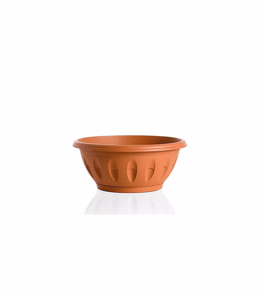 Bama Ciotola Alba 20 cm con Sottovaso Terracotta per Piante e Fiori