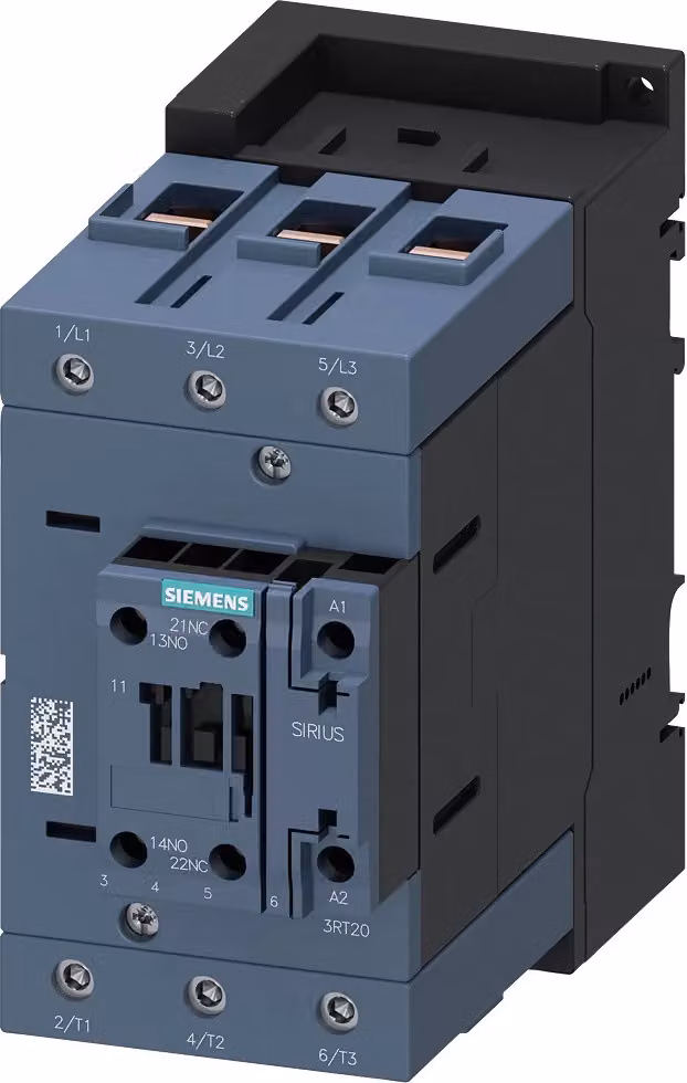 Contattore Siemens per ferrovie, AC-3e, 55 kW/400 V, 1S+1Ö, CC 110 V, 0,7-1,25*Us, a 3 poli, 3S, S3 3RT20471XF400LA2