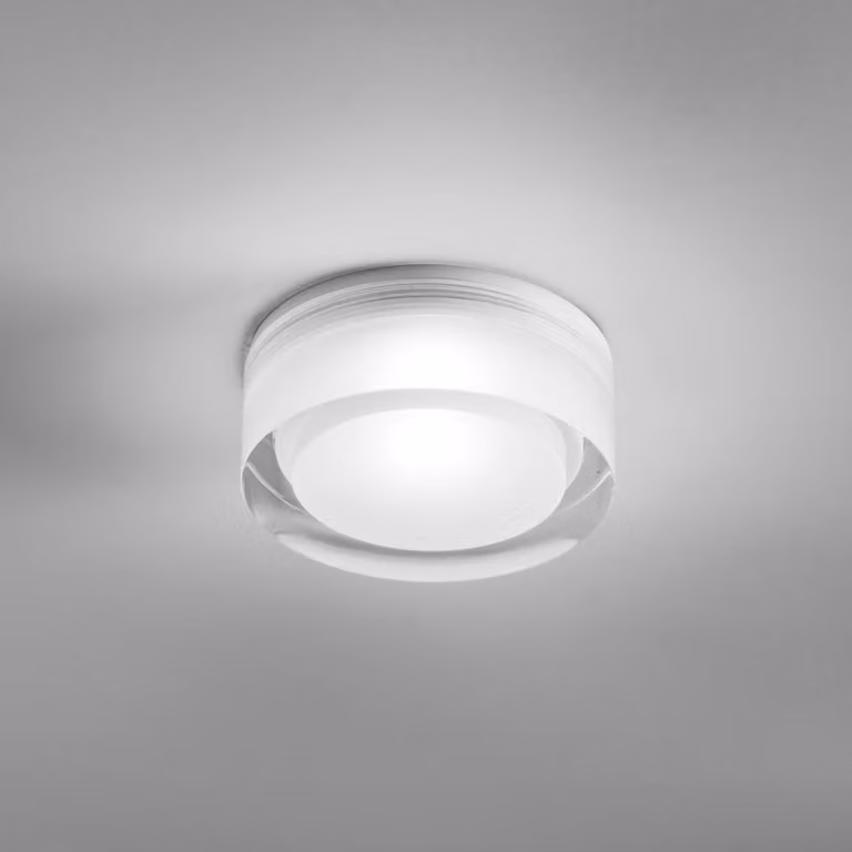 Egger Licht DLS Phoenix luci da incasso, bianco, Ø 9 cm, acrilico 3.000 K Phoenix, dimmerabile, Bianco / Opale, Bagno, Plastica, Moderno, Plafoniera