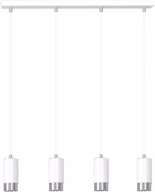Lampadario a sospensione moderno Emibig Fumiko in metallo bianco e cromo, dimmerabile, con 4 lampadine GU10