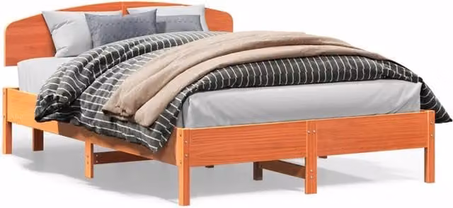 Letto matrimoniale | Letto per adulti | Giroletto senza Materasso Marrone Cera 150x200 cm Legno di Pino