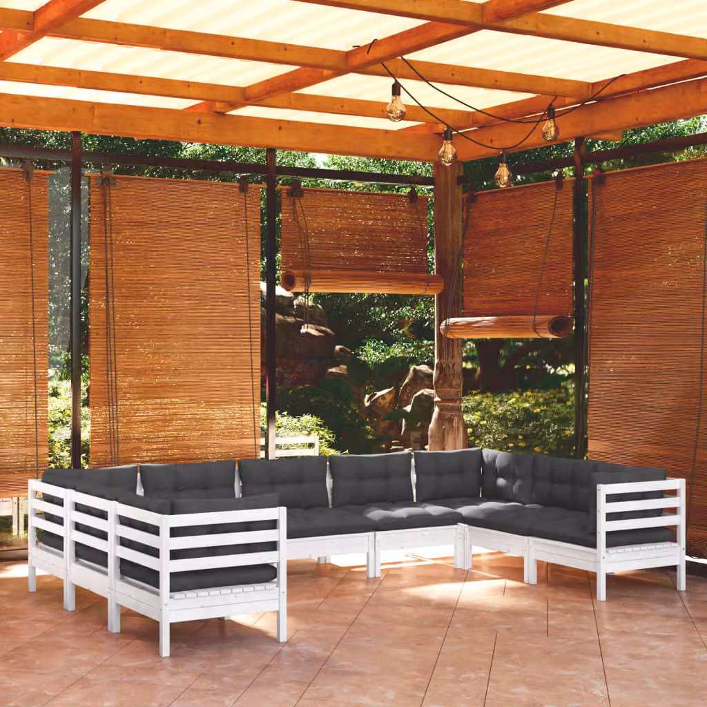 Maison Exclusive - Set Divani da Giardino 9 pz con Cuscini BiancLegno di Pino