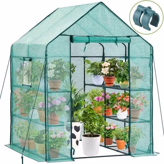 Serra a 3 Livelli - Tenda con 12 Assi - Serra per Piante e Fiori - Tela PE Rafforzata - Robusta e Facile da Montare - 143 x 143 x 195 cm